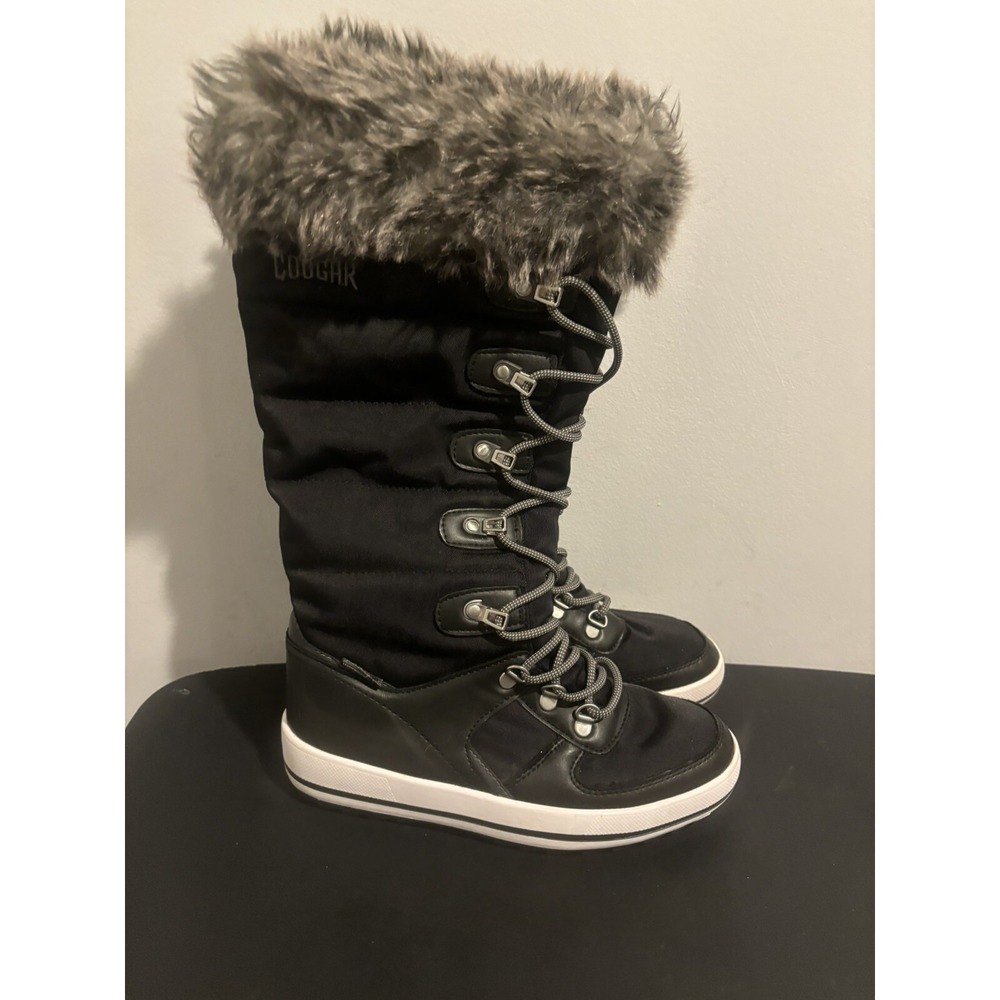 Cougar‎ Vesta Tall Winter Boots Black Lace Up Womens Size 6M Warm Waterproof